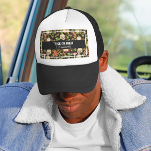 Skull Pflanze Mushroom Blume Abstrakt Halloween Truckerkappe