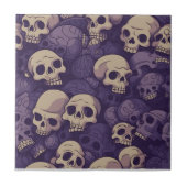 Skull Pile Keramik Tile Lila und Tan Fliese (Vorderseite)