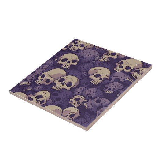 Skull Pile Keramik Tile Lila und Tan Fliese (Seite)