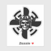 Skull Pilot und Flugzeugpropeller, Minimalistisch, Aufkleber (Blatt)