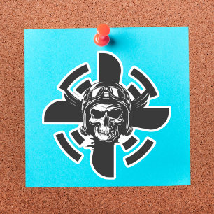 Skull Pilot und Flugzeugpropeller, Minimalistisch, Aufkleber