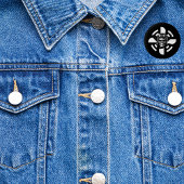 Skull Pilot und Flugzeugpropeller, Minimalistisch, Button