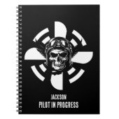 Skull Pilot und Flugzeugpropeller, Minimalistisch, Notizblock (Vorderseite)