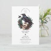 Skull & Pine Raven Gothic Einladung (Stehend Vorderseite)