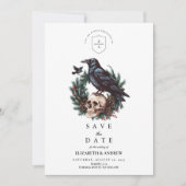 Skull & Pine Raven Gothic Wedding Save The Date (Vorderseite)