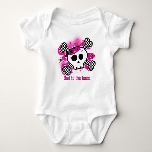 Skull Pink Baby Personalisiert Custom One Piece Baby Strampler (Vorderseite)