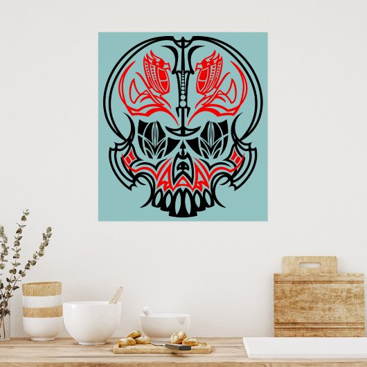 Skull Pinstriping Poster (Küche)
