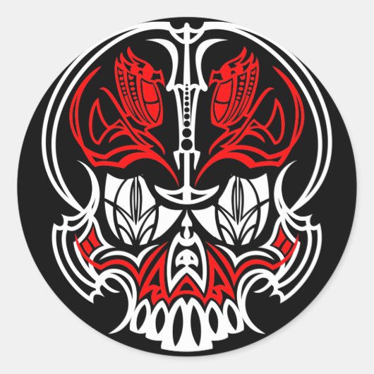 Skull Pinstriping Runder Aufkleber (Vorderseite)