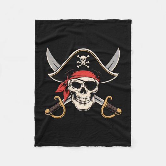 Skull pirate jolly roger flag halloween funny fleecedecke (Vorderseite)