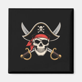 Skull pirate jolly roger flag halloween funny magnet