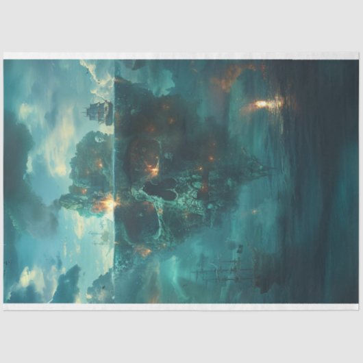 Skull Pirate Ship Decoupage Seidenpapier (Vorderseite)