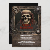 Skull Pirate Wood Einladung (Vorne/Hinten)