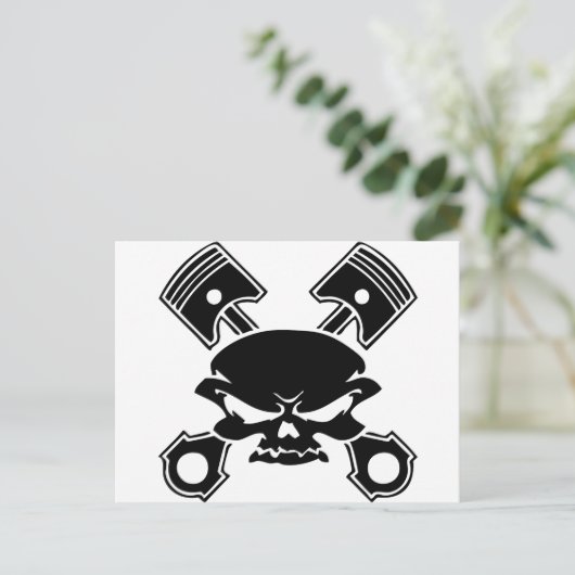 SKULL & PISTONS POSTKARTE (Stehend Vorderseite)