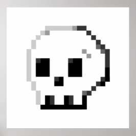 Skull pixel art 8 bit Poster