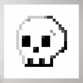 Skull pixel art 8 bit Poster