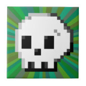 Skull pixel art 8 bit psychedelisch grüne Fliese (Vorderseite)