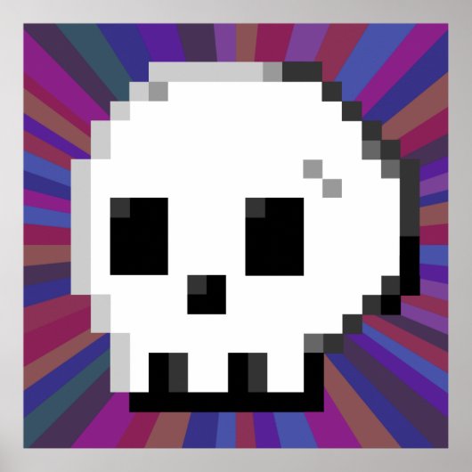 Skull pixel art 8 bit psychedelisches lila Poster (Vorne)