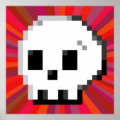 Skull pixel art 8 bit psychedelisches rotes Poster (Vorne)