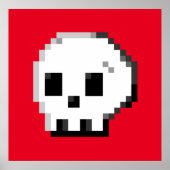 Skull Pixel Art 8 Bit rotes Poster (Vorne)