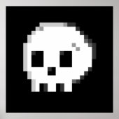 Skull pixel art 8 Bit schwarzes Poster (Vorne)