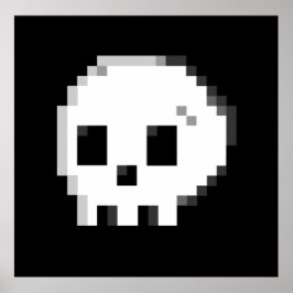 Skull pixel art 8 Bit schwarzes Poster