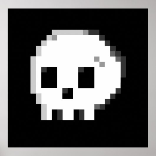 Skull pixel art 8 Bit schwarzes Poster (Vorne)