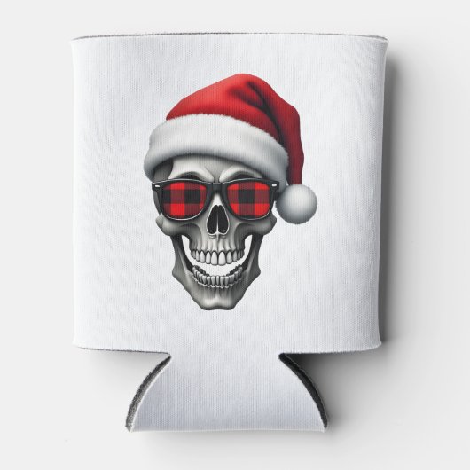 Skull Plaid Santa Hat Christmas Pajama Cool Skelet Dosenkühler (Vorderseite)