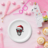 Skull Plaid Santa Hat Christmas Pajama Cool Skelet Pappteller (Party)