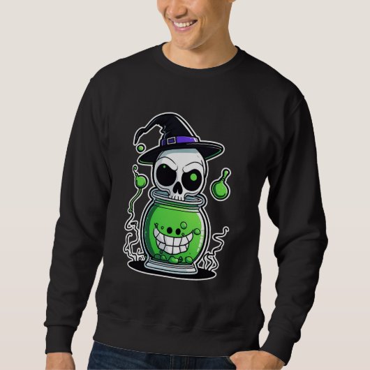 Skull & Poison Jar Halloween Sweatshirt (Vorderseite)