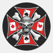 Skull-Poker-Aufkleber Runder Aufkleber (Vorderseite)