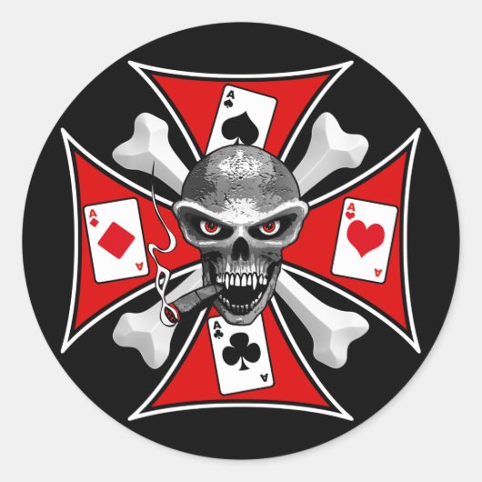 Skull-Poker-Aufkleber Runder Aufkleber (Vorderseite)