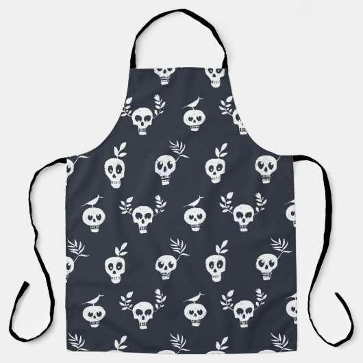 Skull Polka: Botanisches Humorisches Muster Schürze (Vorderseite)