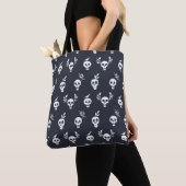 Skull Polka: Botanisches Humorisches Muster Tasche (Von Nahem)