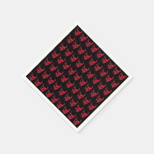 Skull Pop Art Black & Red Serviette (Ecke)