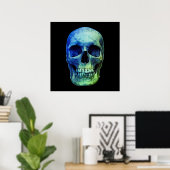 Skull Pop Art Blue Black Poster (Heimbüro)