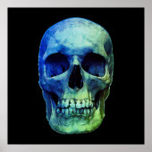 Skull Pop Art Blue Black Poster (Vorne)