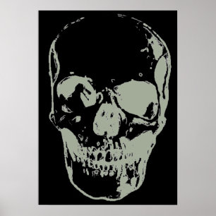 Skull Pop Art Grau Schwarz Einzigartiges Special Poster