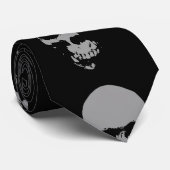 Skull Pop Art Neck Tie - Grau Schwarz Krawatte (Gerollt)