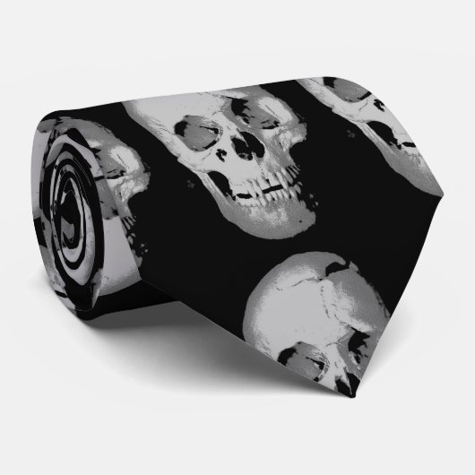 Skull Pop Art Neck Tie Krawatte (Gerollt)