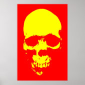 Skull Pop Art Poster - Rot & Gelb (Vorne)