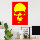 Skull Pop Art Poster - Rot & Gelb (Heimbüro)