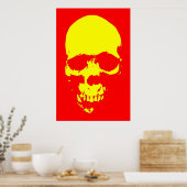 Skull Pop Art Poster - Rot & Gelb (Küche)