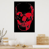 Skull Pop Art Red Black Einzigartiges Special Poster (Küche)