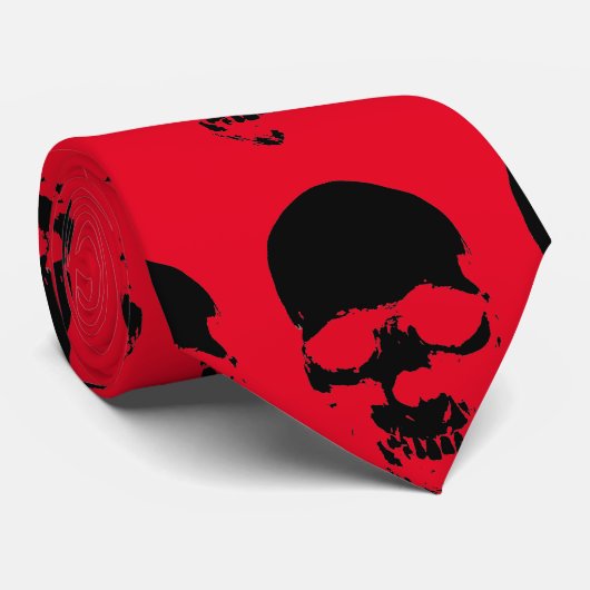 Skull Pop Art Red Krawatte (Gerollt)