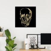 Skull Pop Art Sepia Black Retro Poster (Heimbüro)