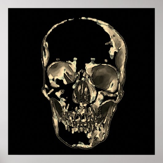 Skull Pop Art Sepia Black Retro Poster (Vorne)