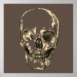 Skull Pop Art Sepia Retro Poster