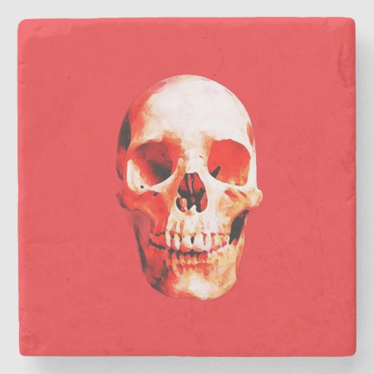 Skull Pop Kunstmalerei Steinuntersetzer (Vorderseite)