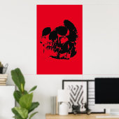 Skull Poster Print - Schwarz & Rot Pop Kunst (Heimbüro)