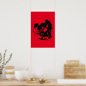 Skull Poster Print - Schwarz & Rot Pop Kunst (Küche)
